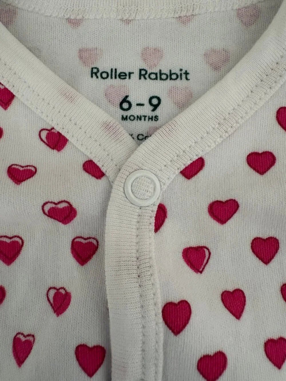 Roller Rabbit Pink Heart Footie Pajamas 6-9 months